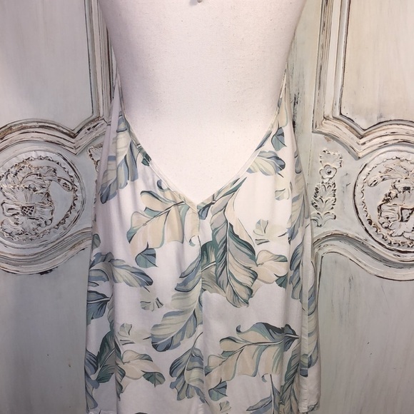 Show Me Your Mumu Tropical Print Plunge Back Front Lace Halter Strap Dress S/S - Picture 8 of 10